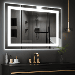 Espelho Retangular Com 3 Tons de LED Touch Screen 70x50cm