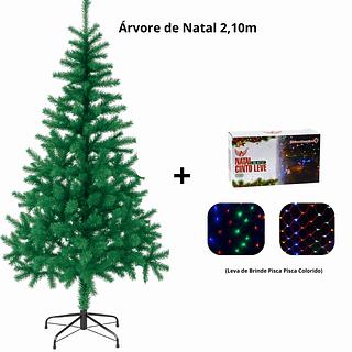 Arvore De Natal 2,10Metros + Pisca Pisca Colorido AL-4717