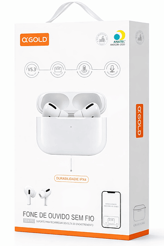 Fone de Ouvido Bluetooth 5.4 Sem Fio A'gold Homologado Anatel