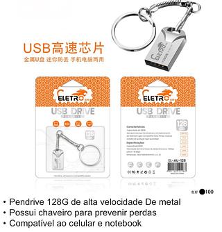 Pendrive ferro com chaveiro 128GB
