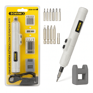 Chave De Fenda Elétrica Com 12 Pontas Bits 3.6v 13000mah