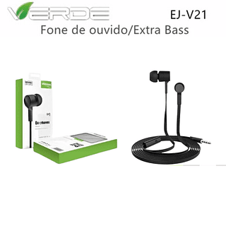 Fone de ouvido com fio VERDE