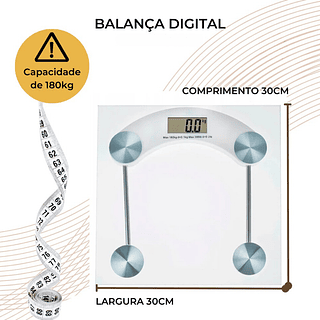 Balança Quadrada Digital De Vidro Temperado Até 180kg (QUADRADO)