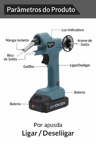 Pistola de Solda de Bateria de Lítio