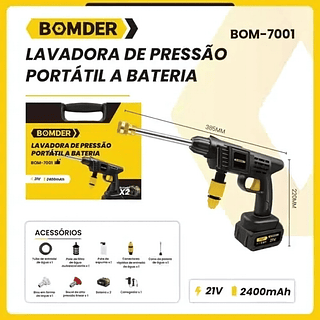 Lavadora Portátil Alta Pressão Com 2 Bateria Recarregáveis Cor Preto Frequência 1000w 21V