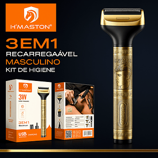 Kit Higiene Masculino 3 em 1 Recarregável 3W USB