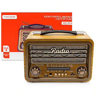 Rádio Portátil Vintage 5w Am/fm/sw Bluetooth Usb Bateria Recarregável