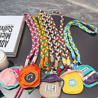 Cordão para celular com Bolsinha para Fones Chaves Alça de Corda Trançada Transversal