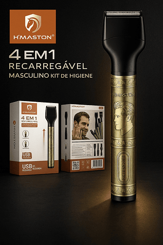 Kit Higiene Masculino 4 em 1 Recarregável 3W USB