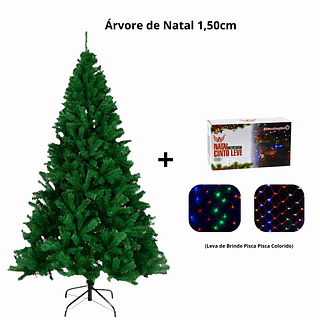 Arvore de Natal Verde 1,50cm + Pisca Pisca Colorido AL-4717