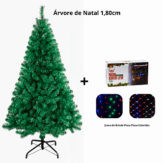 Arvore de Natal 180cm + Pisca Pisca Colorido AL-4717