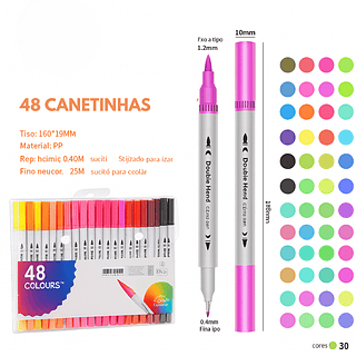 Kit Canetinha 2 em 1 ponta Fina e Grossa (48 peças)