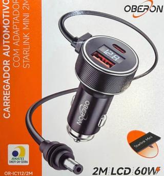 Cabo carregador 3EM1 veicular starlink mini compativel usb tipo-c 60W