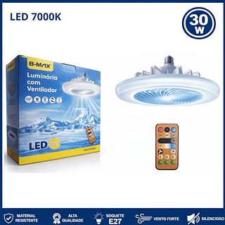 Luminária com Ventilador 3 Modos de cores 30w 7000K
