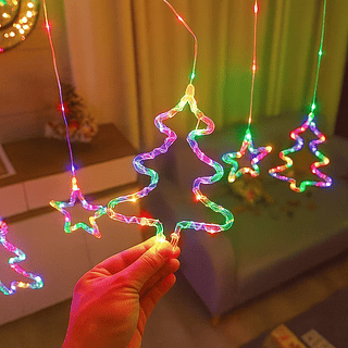 Cortina de Luzes Árvore e Estrela de Natal Colorida 220v