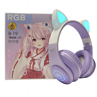 Fone De Ouvido Headset Sem Fio Gatinho Led Bluetooth