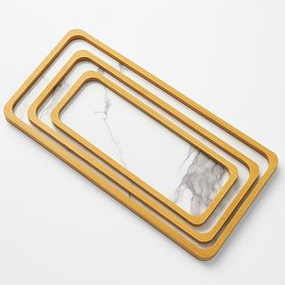 Kit 3 Bandejas Marmorizada Decorativa Retangular (VARIADOS)