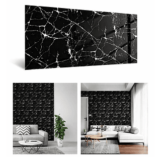 Placa Adesiva de Mármore Preto e Branco 120cmX3m