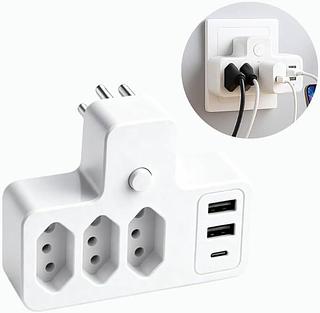 Adaptador De Tomada Inteligente Usb Tipo-c 2500w 10a 110 220v KNUP