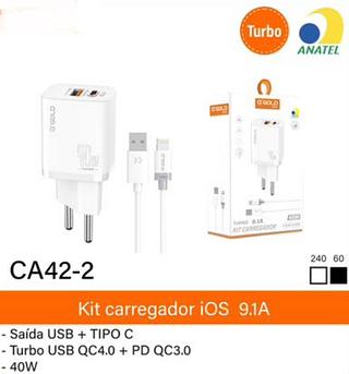 Carregador turbo QC4.0 9.1A 40W IOS