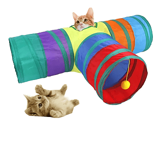 Pet Túnel Pra Gato Em Formato T Dobrável Com 3 Saídas Cor - Colorido