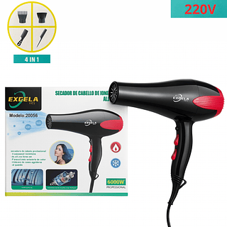 Secador de Cabelo Profissional Turbo 4 em 1 Alta Potência 220V