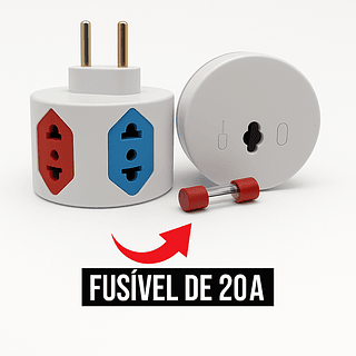 Adaptador de tomada REDONDO 5 tomada 10A 1 tomada 20A