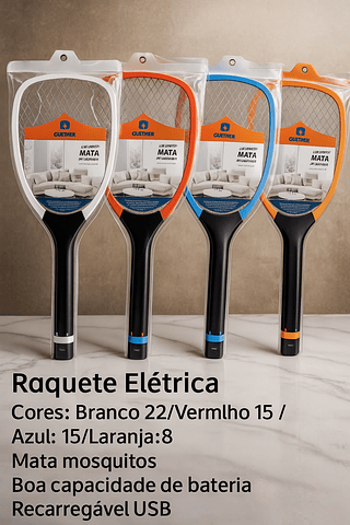 Raquete mata mosquitos recarregavel