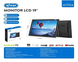 Tv Digital Monitor Portátil 19 Android Tv Hdmi Usb Lcd