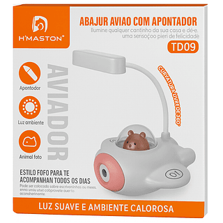 Abajur Avião com Apontador (TUBO FLEXIVEL)