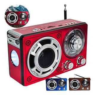 Rádio Vintage Recarregável Am Fm Sw Entrada Usb Lanterna Integrada