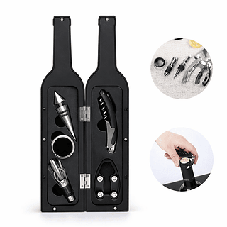 Kit Acessórios P/ Vinho em Garrafa 5 Peças Saca Rolhas Abridores