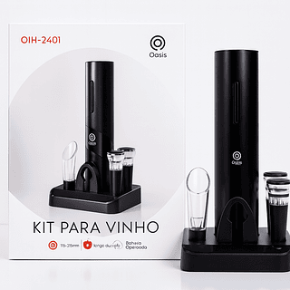 Kit Abridor De Vinho Elétrico Automatico com base 5 em 1 (A PILHA)