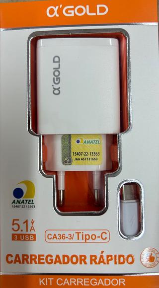 Carregador A’gold 5.1A 3USBtipo-c