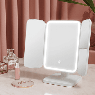 Espelho Triplo Dobrável com led LED com Ampliação 2x