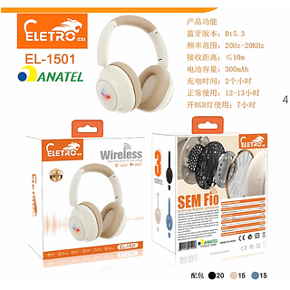 Headphone Sem fio extra BASS com RGB