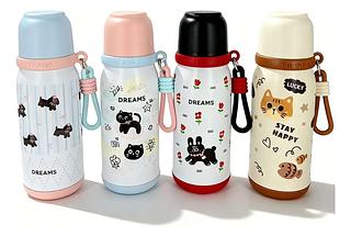 Garrafa Térmica Infantil Fofa 500ml Com Alça 3 em 1