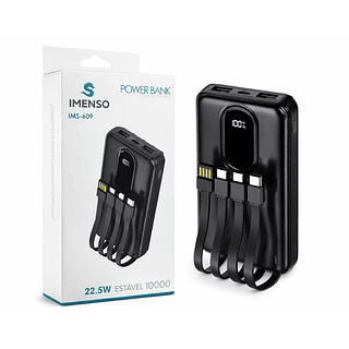 Power Bank 10000mAh IMENSO 22.5W Turbo Display Digital – Carregador Portátil Rápido e Potente