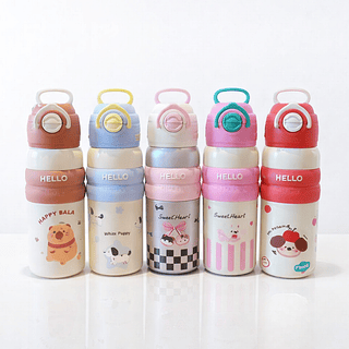 Copo Térmica Infantil 600ml Duplo Uso Com Canudo