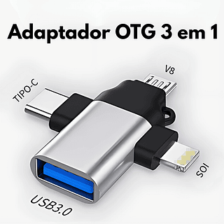 Adaptador OTG 3X1 V8/iOS/Tipo C