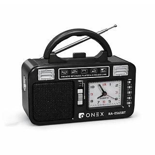 Rádio Clássico Retrô Portátil ONEX com Bluetooth, USB, TF e Lanterna LED