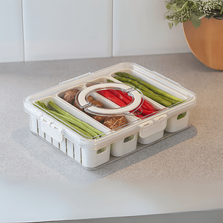 Organizador de Geladeira 4 divisórias com cesto e alça