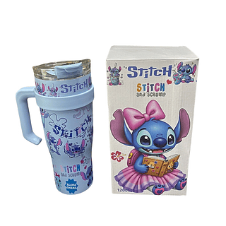 Copo Stitch Cores Variadas 1200ml com Alça Aberta e Tampa de Acrílico