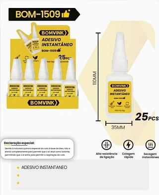 Adesivo Instantâneo para Cerâmica, Vidros, borracha, plastico, metal e etc (1 unidade)