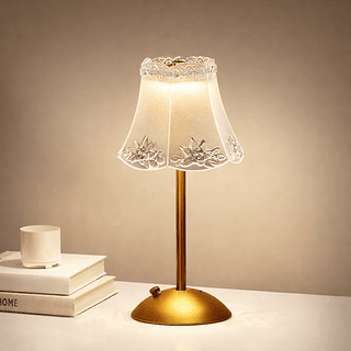 Abajur LED Decorativo Luxo com Cúpula Floral – 3 Modos de Iluminação